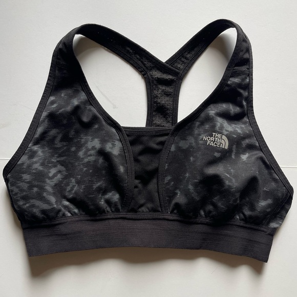 The North Face L Logo Sports Bra Racerback Wicking Fabric Stretchy Cut Out - Picture 1 of 3